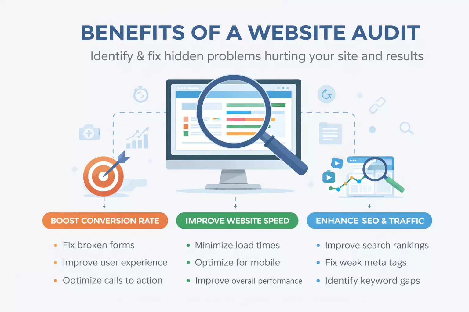 Website Audit Benefits Infographic