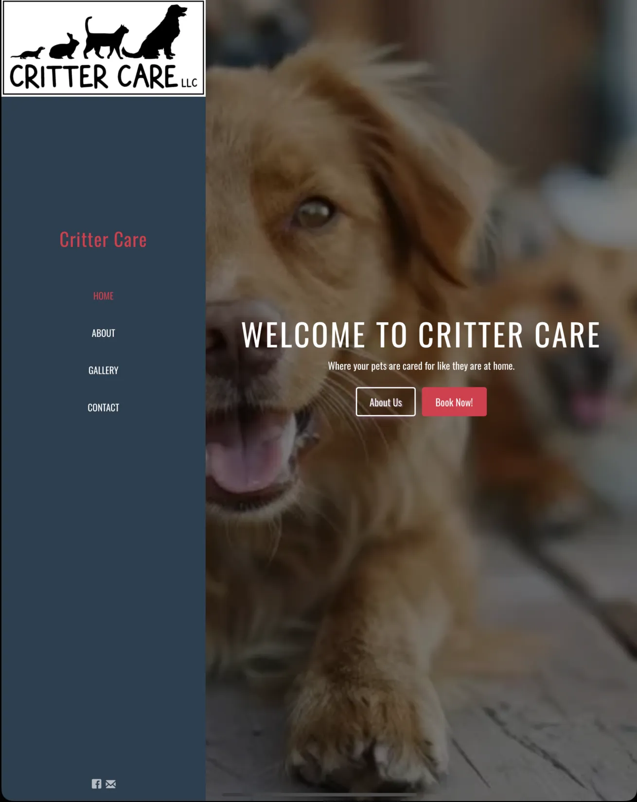 A screen shot of a dog grooming website