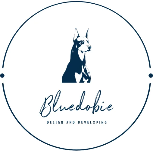 The blue dobie logo on a white background